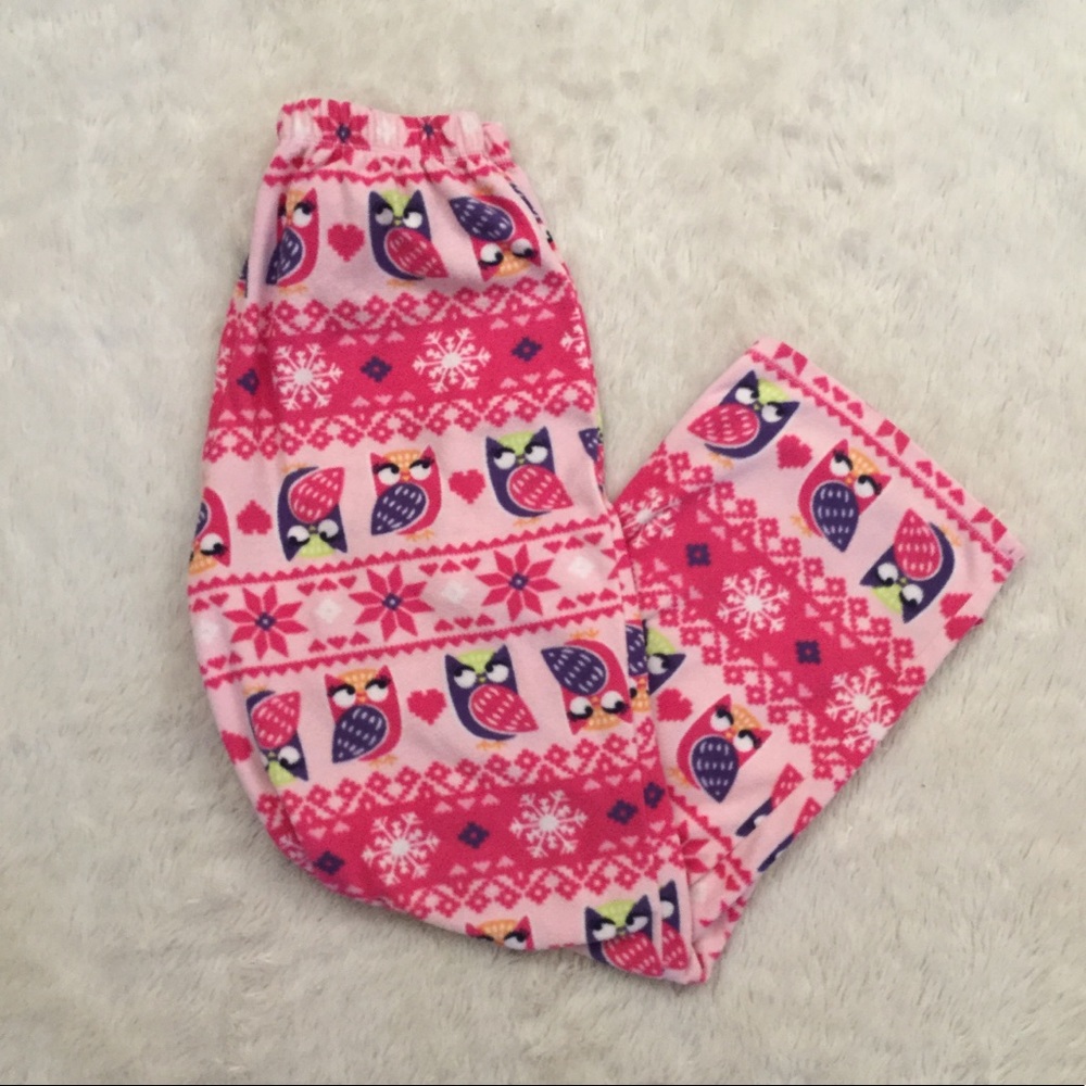 owl fleece pajama bottoms